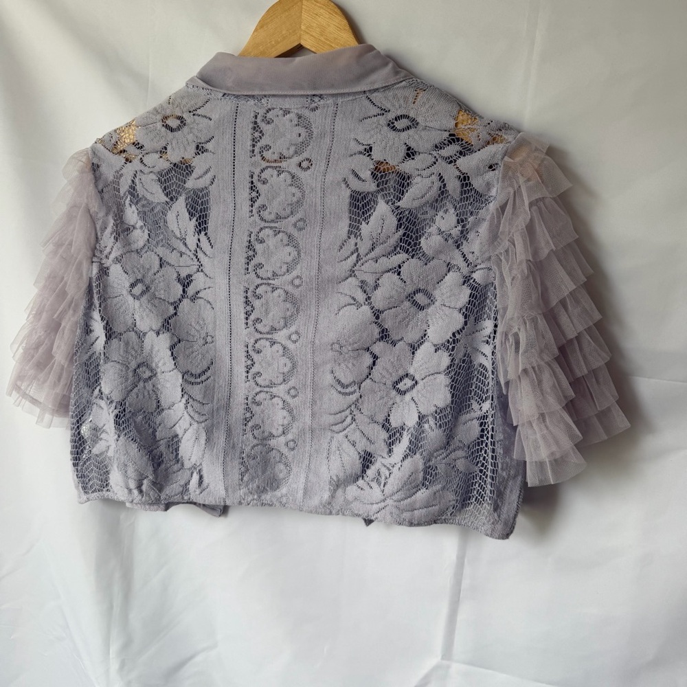Free People Lavender Lace Cropped Jacket - Picture 3 of 4